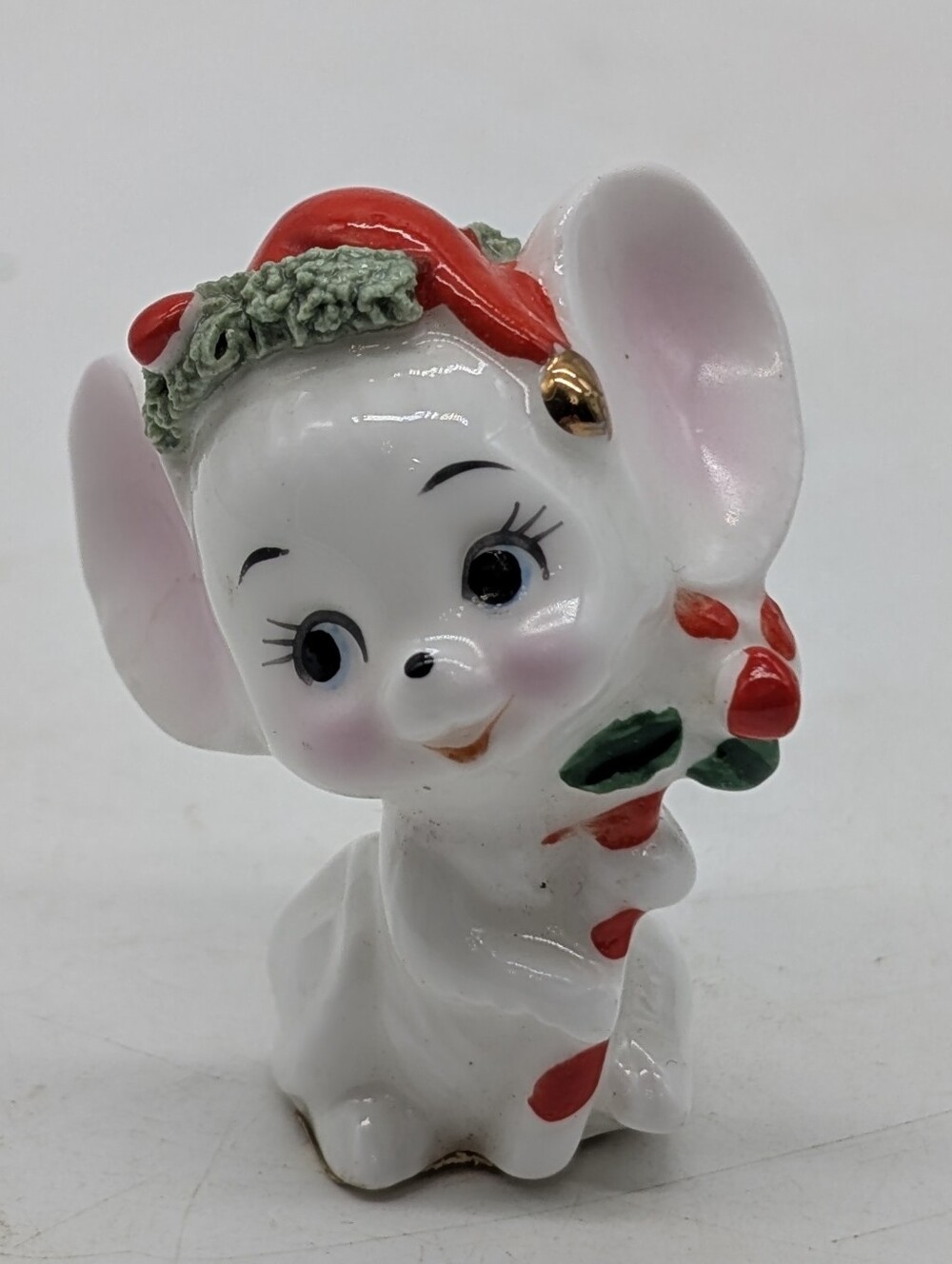 Vintage Napco Bone China Christmas Mouse Figurine - Taiwan Miniature